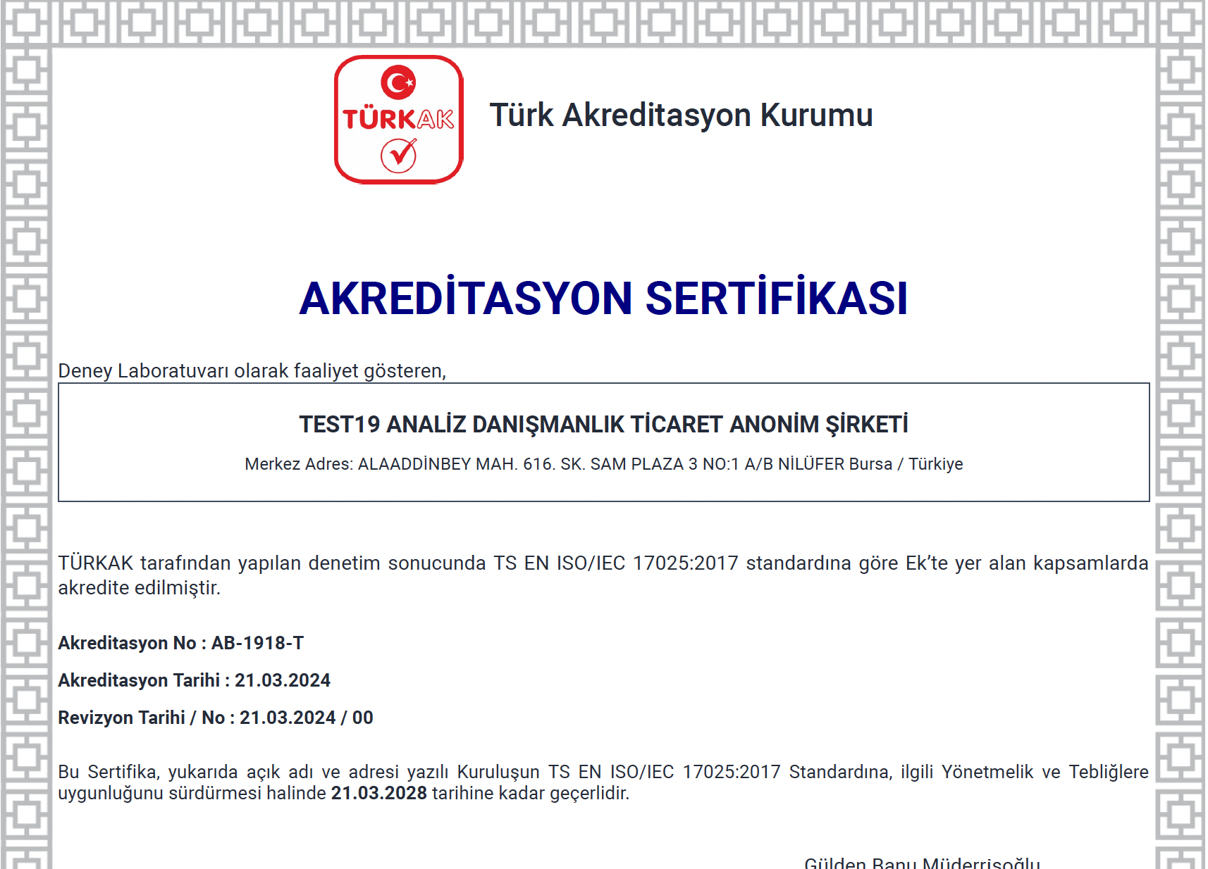 TS EN ISO/IEC 17025 2017 akreditasyon belgemizi aldık ...
